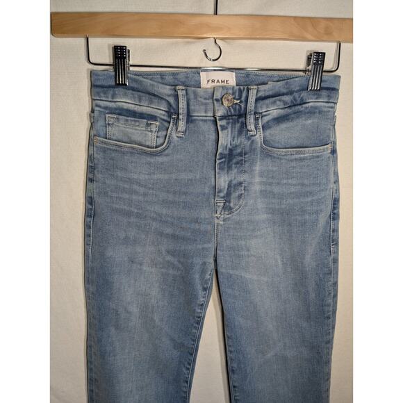 Frame Womens Le One Crop Mini Boot Jeans Size 1 Blue Denim Bootcut Designer - Picture 2 of 10